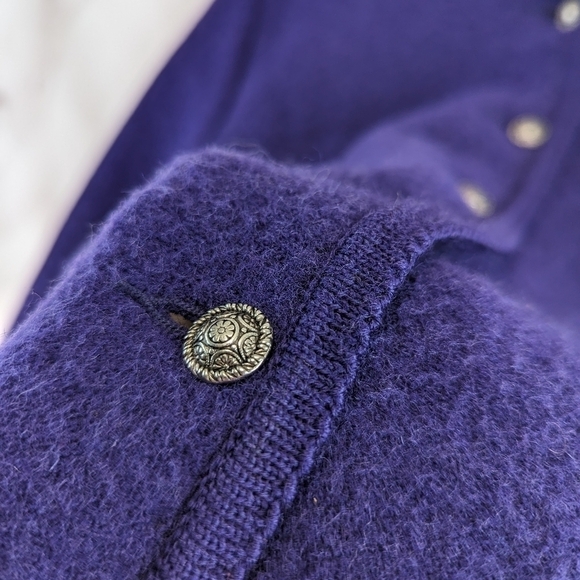 Geiger Jacket Women Medium 40 Purple Boiled Wool Button Crop Retro Vintage - Picture 9 of 13